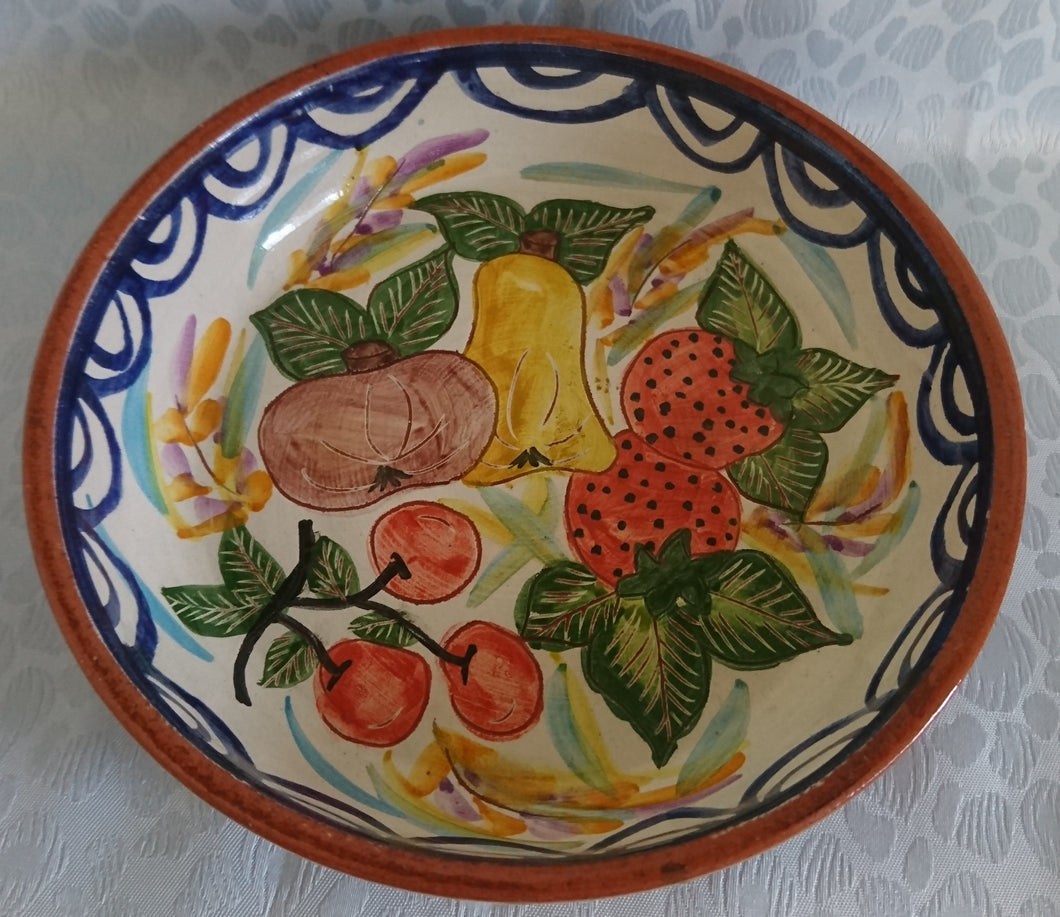 SCHALE - Keramik / Steingut, Obstmotiv Dekor, Handbemalt