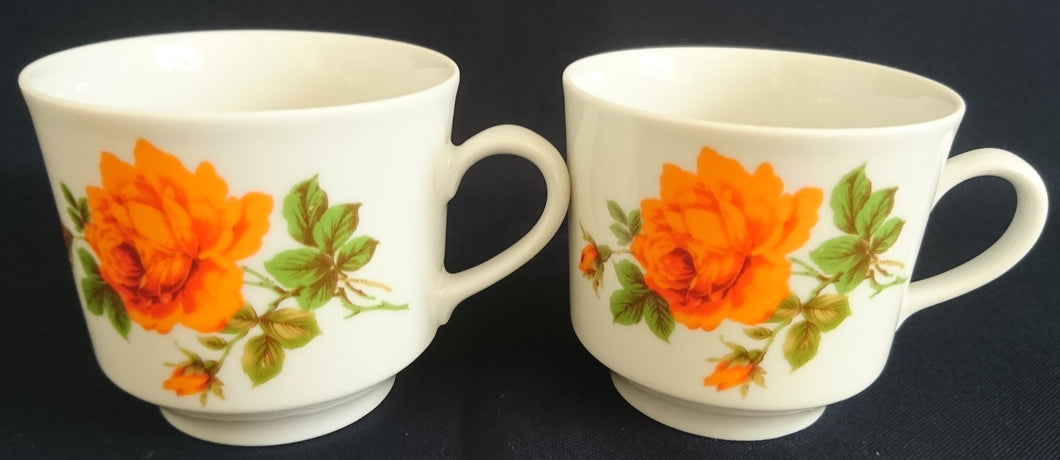 2er Set KAFFEETASSEN - Porzellan, Flora Blumen Blüten Rosen Knospen Pflanzen Motiv Dekor
