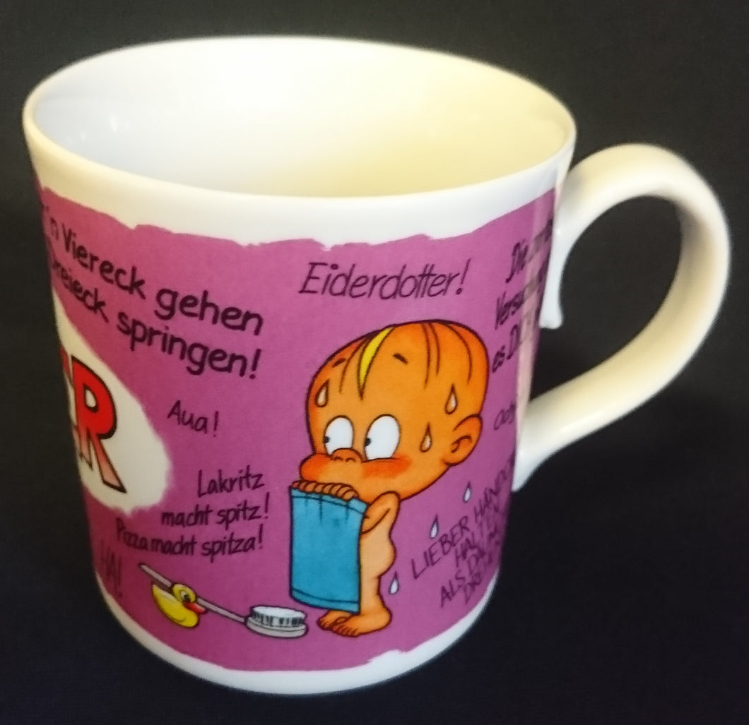 KAFFEETASSE - Porzellan, Windel Winni Baby Bade Handtuch Peter Weitere Sprüche Aufschrift Motiv Dekor