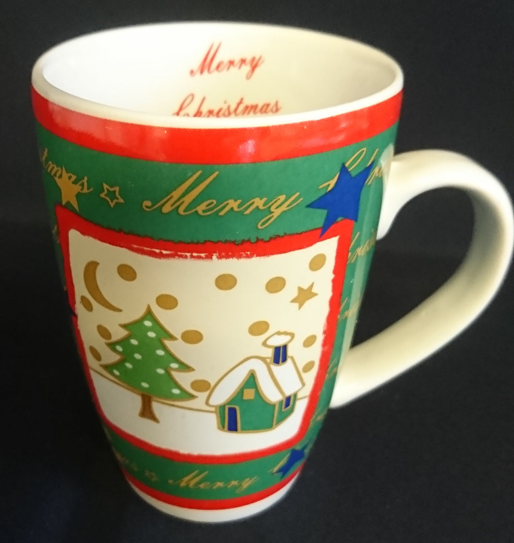 KAFFEETASSE - Keramik / Steingut, Schriftzug Merry Christmas Advents Weihnachten Motiv Dekor