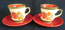 Lade das Bild in den Galerie-Viewer, 2er Set KAFFEETASSEN &quot;Tirol&quot; - Keramik / Steingut, Rosen Motiv Dekor, Handbemalt
