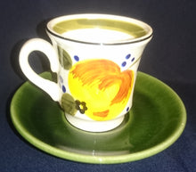 Lade das Bild in den Galerie-Viewer, 16 Teiliges KAFFEESERVICE &quot;Madeira&quot; - Keramik / Steingut, Sonnenblumen Blüten Pflanzen Motiv Randdekor, Handbemalt
