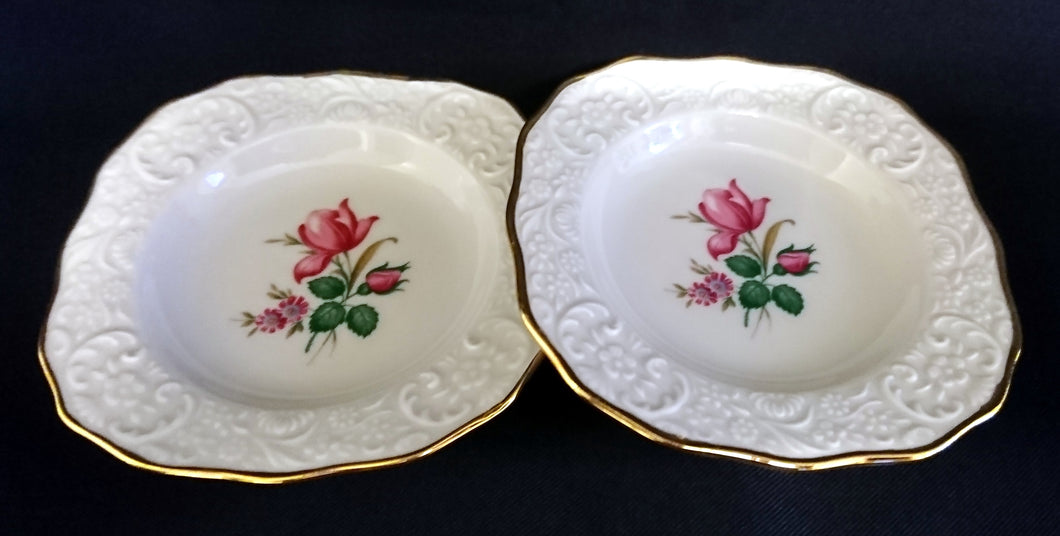 2er Set ABLAGETELLERCHEN - Porzellan, Rosen Motiv Goldrand Relief Dekor