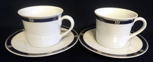 Lade das Bild in den Galerie-Viewer, 2er Set 2er KAFFEEGEDECKE &quot;Classica&quot; - Porzellan, Geometrischer X Kreuz Rand Dekor
