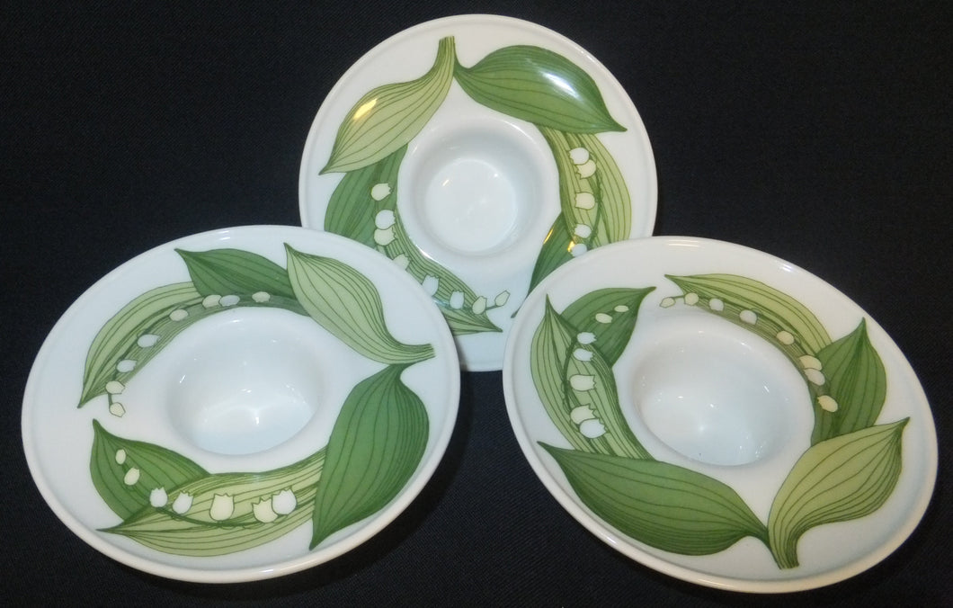 3er Set EIERBECHER - Porzellan, Maiglöckchen-Blumen Dekor