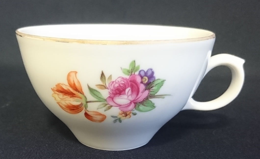 TEETASSE - Porzellan, Goldrand Rosen Blumen Motiv Dekor